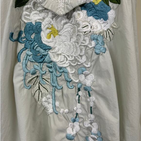 Johnny Was 3J Floral Embroidered Applique Sun Dress Halter Tie Neck Open Back S - Picture 6 of 13